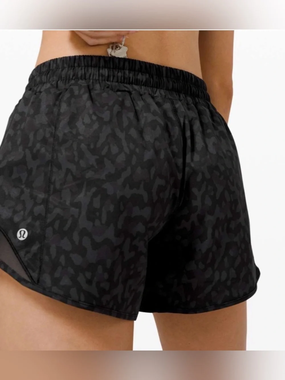 LULULEMON ATHLETICA BLACK MICRO-PRINT ATHLETIC SHORTS!